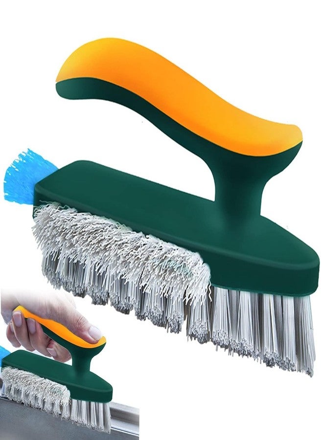 KBZONE 4 in 1 Tile Grout Cleaner Floor Scrub Brush with Squeegee, V-Shape Gap Scrub Stiff Bristles Hand Brush Crevice Cleaning Tools, scrubbing Floor,Window,Sink,Kitchen (4 in 1 Tile Grout Cleaner) - Image 1